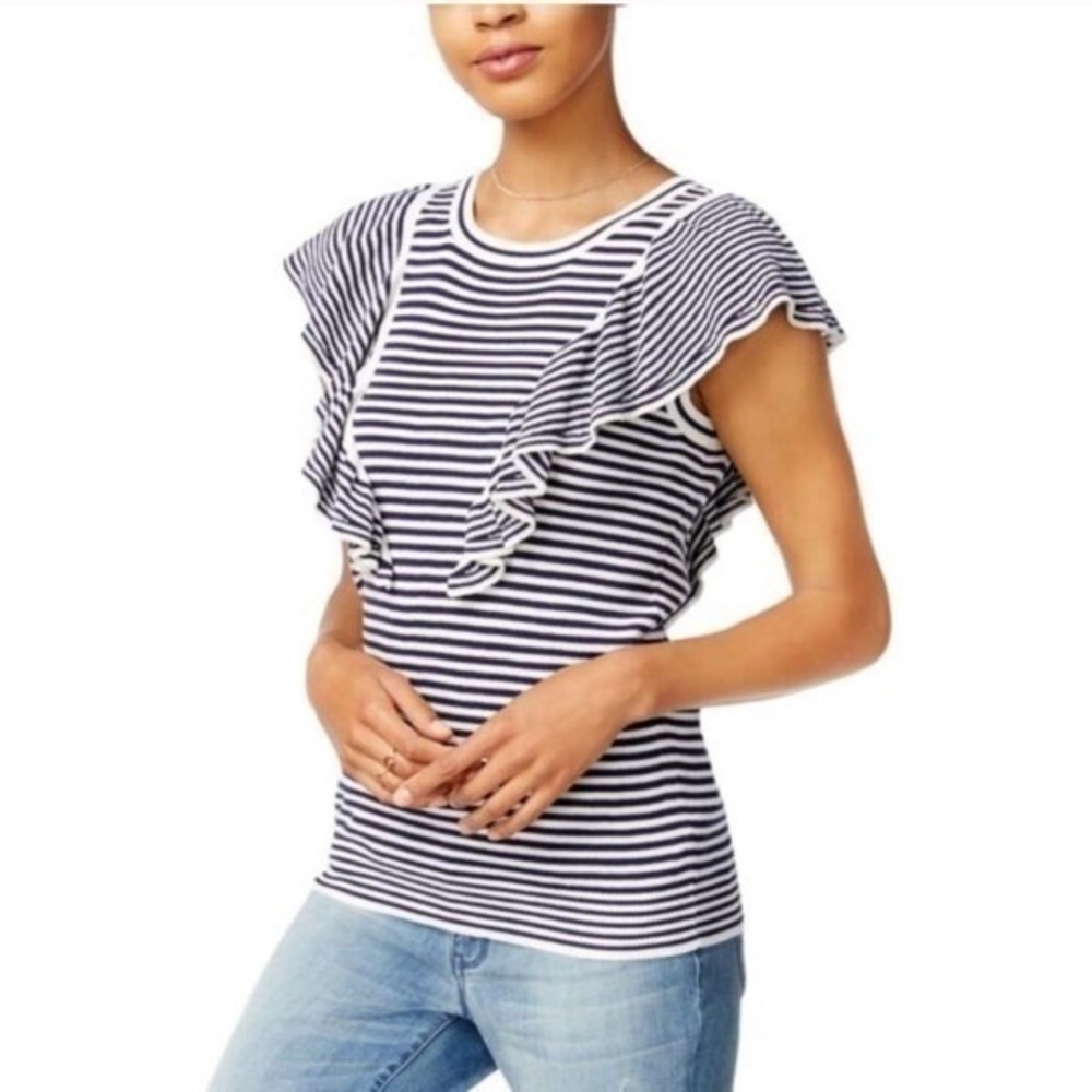Maison Jules Womens Striped Knit Sweater sz XL